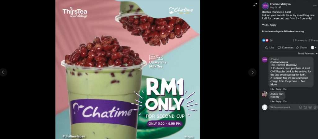 Latest promotion chatime