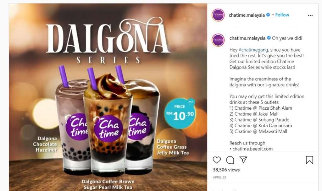 Latest promotion of chatime